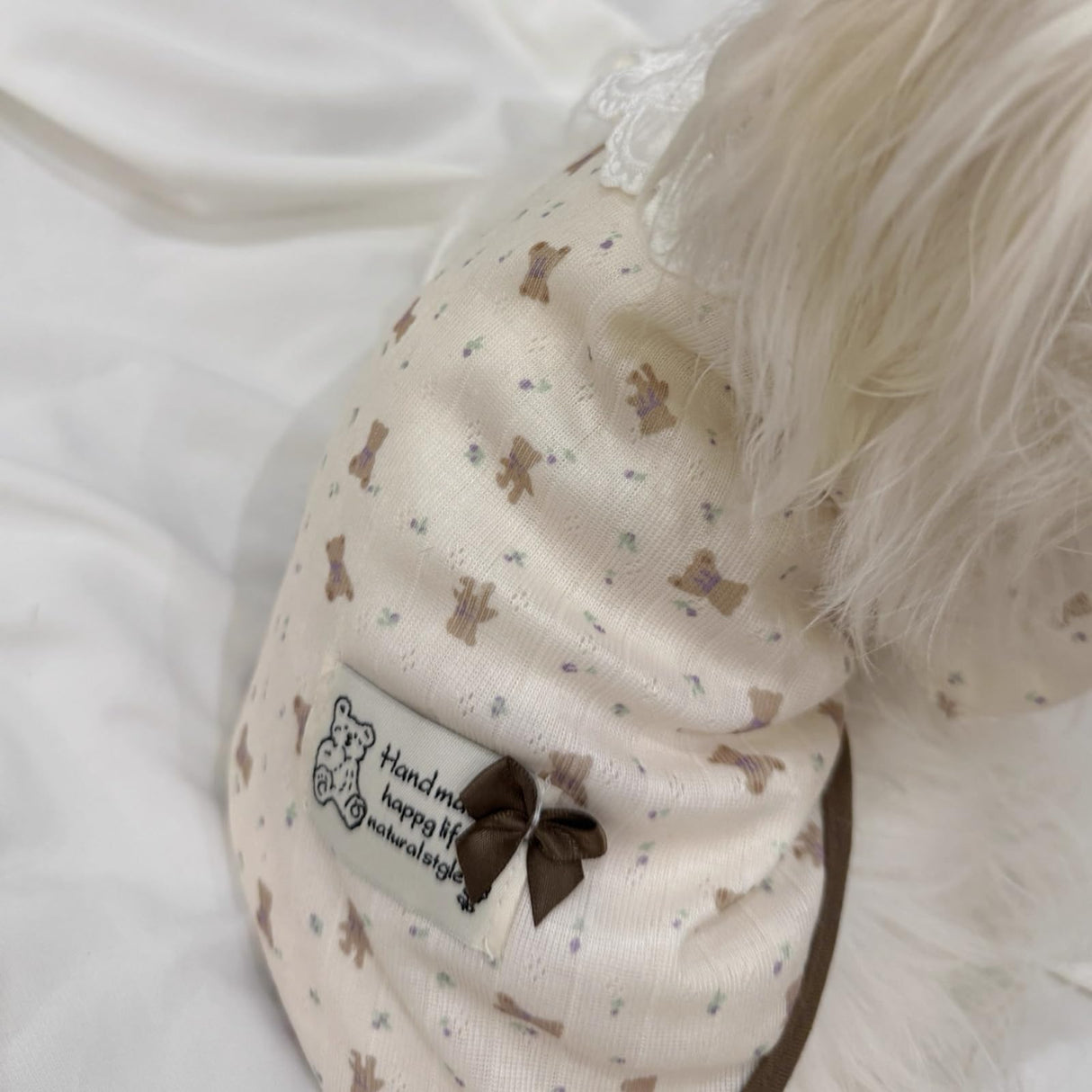 Cute Pet Apparel Cotton Bear Pattern Dog Clothes All Season Lace Sleeveless Puppy Kitten Pullover Soft Skin-Friendly (XL (11-16lbs))