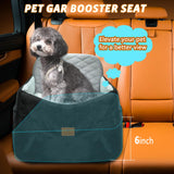 Ztinng Dog Car Seat for Small/Medium Dogs/Cats up to 30 lbs Memory Foam Pet Booster Seat with Detachable Washable Cover Travel-Safe Car Bed with Safety Belt/Storage Pockets Easy to Install