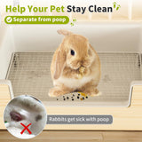 Chloraeon 4-in-1 Waterproof Wooden Rabbit Litter Box with Hay Feeder, 2 Food Bowls, and Water Bottle | Large Capacity, Waste-Preventing Design for Rabbits, Guinea Pigs, Chinchillas, and Small Animals
