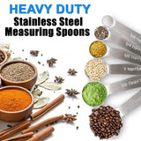 Measuring Spoons, Premium Heavy Duty Stainless Steel Measuring Spoons Cups Set, Small Tablespoon with Metric and US Measurements, Set of 6 for Measuring Dry and Liquid Ingredients