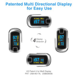 mibest OLED Finger Pulse Oximeter, O2 Meter, Dual Color White/Silver