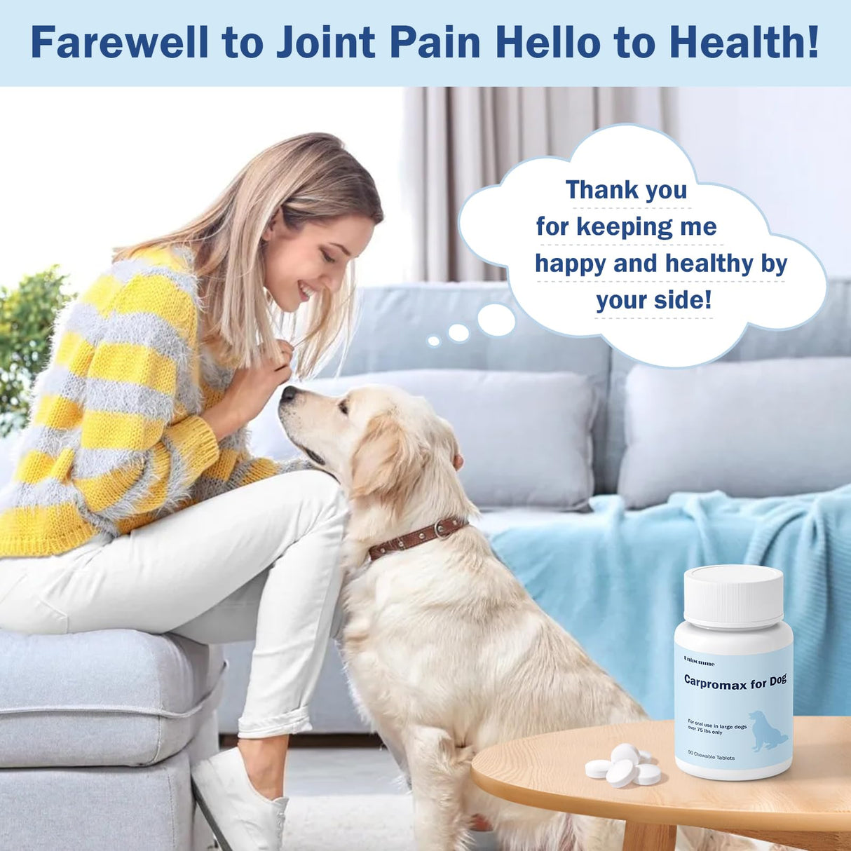Carpromax for Large Dogs Pain Relief, Joint Support for Senior Dogs - 100mg - 90 Tablet
