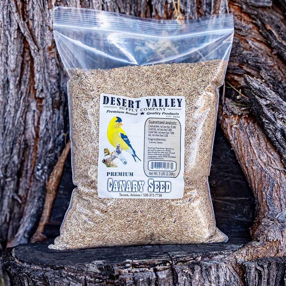 Desert Valley Canary Seed, All Natural, Non-GMO Premium Wild Bird Food for Canaries, Finch, Song Birds, Dove and More (5 Pounds)