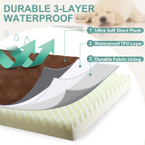Waterproof XXL Dog Beds Large Sized Dog, Orthopedic Washable Crate Pad 48 inch, Jumbo XXLarge Foam Pet Bed with Removable Cover Reversible, Anti-Slip Kennel Pad, 47"x29", Brown