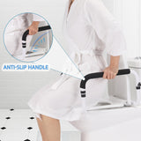 Toilet Safety Rail, Toilet Grab Bars for Seniors and Disabled with Adjustable Width, Toilet Safety Frame for Seniors Supports 350lbs (White - Capacity 350 lbs)