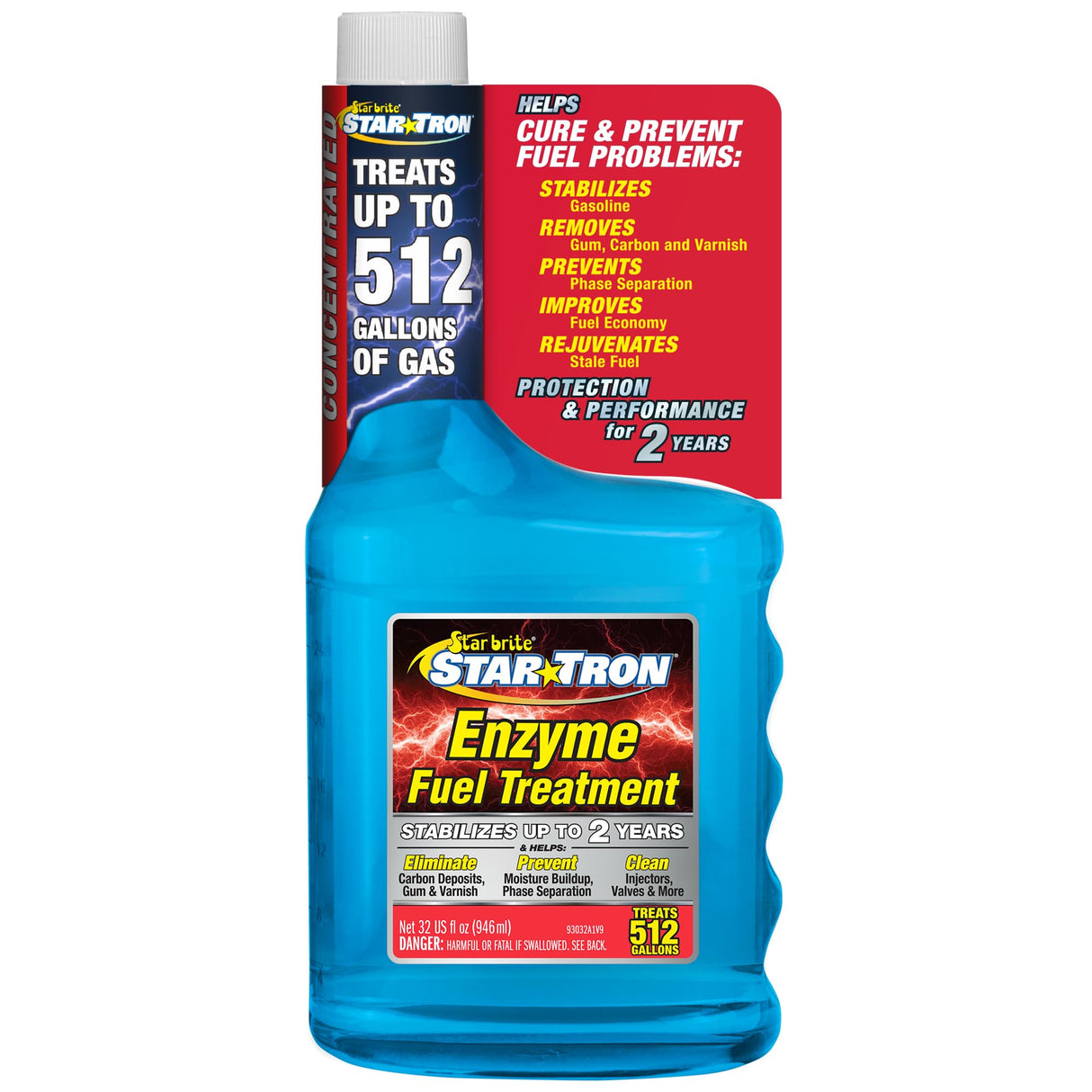 STAR BRITE Star Tron Enzyme Fuel Treatment - Concentrated Formula 32 Fl. Oz. – Treats up to 512 Gallons - Fuel Stabilizer & Treatment, Gasoline Stabilizer, Star Tron Marine Enzyme Fuel Treatment