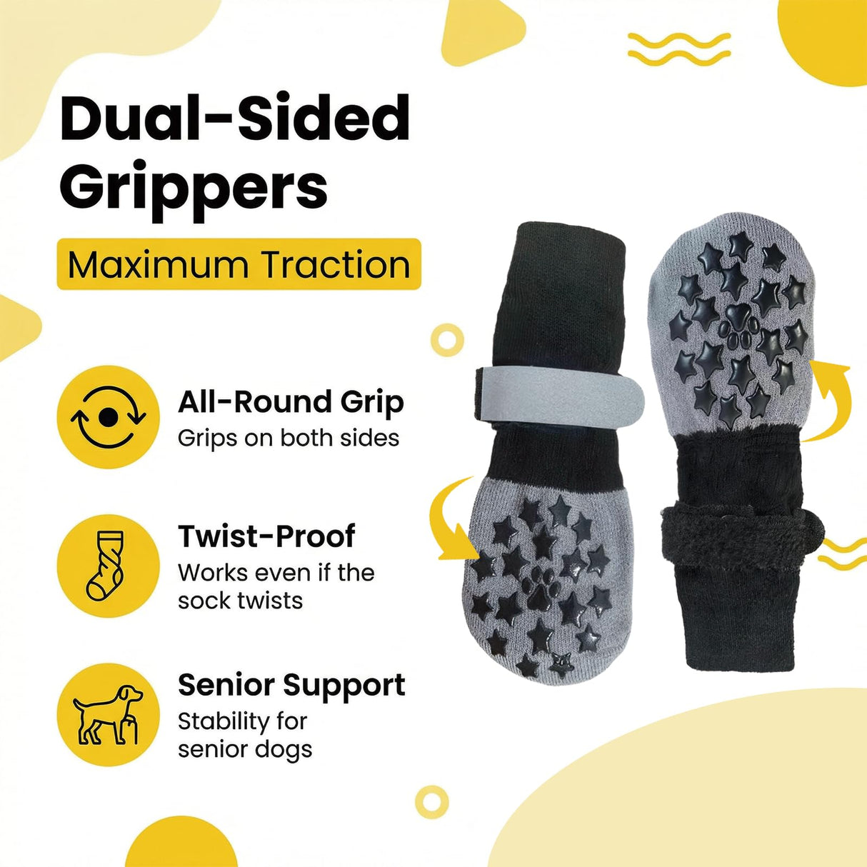 Rigrig Reflective Dog Socks Grippy Socks Prevent Licking Paws，Anti Slip Paw Protection, for Hardwood Floors & Hot & Cold Pavement, Small Medium Large & Senior Dogs