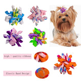 Tnasa 13 Pairs Elastic Dog Hair Bows with Rubber Bands Small Medium Dogs Pet Spiral Puppy Swirl Topknot Cat Festival Hair Accessories (Holiday Assorted)