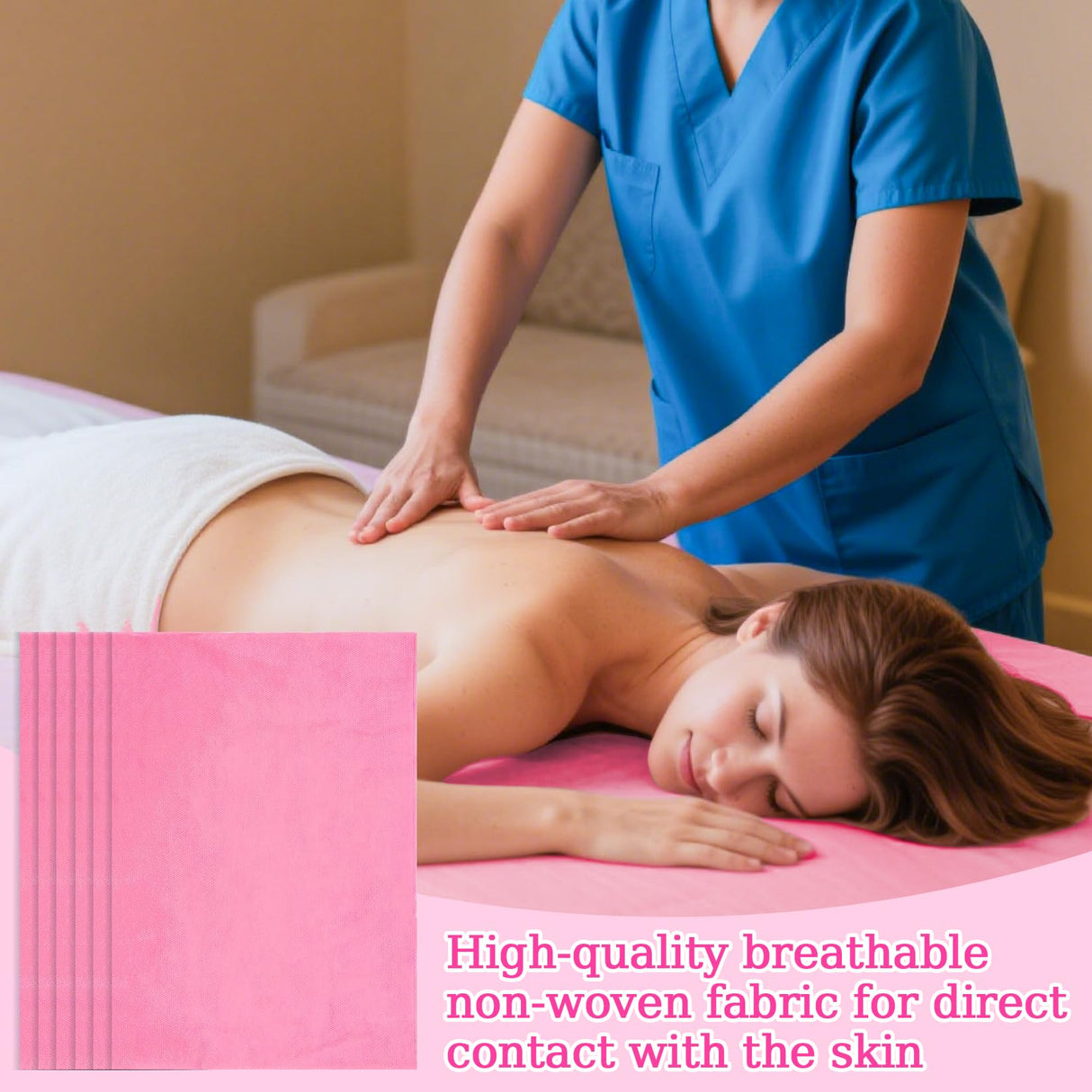 Massage Table Sheets - Disposable Bed Sheets 31" x 70" Waterproof Massage Table Cover Non-woven Disposable Bed Sheets for Travel, Massage, Spa, Tattoo, Beauty, Pink (18PCS) (24) (White) (24pcs pink)