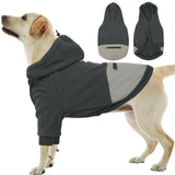 Nanaki Dog Hoodies for Large Dogs Sweatshirt with Pocket-Warm Fleece, Long Sleeves Adjustable Zip Collar-Comfort Pet Sweater for Labrador, Large Sweatshirt Winter Coat for Fall Winter Spring Grey 2XL