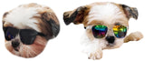 G014 Dog Cat Pet 80s Sunglasses Goggles for Small Breeds up to 15lbs (2-Pack Black+ Clear-Rainbow Mirror)