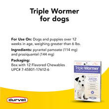 Load image into Gallery viewer, DURVET 12-Pack Triple Wormer Tablets for Puppies and Small Dogs
