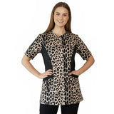 Ladybird Line 716 Leopard Print Waterproof Grooming & Styling Smock, Hair and Bleach Resistant with Covered Zipper Panel, Mesh Back, and Back Tie Belt - Ideal for Pet Groomers and Hair Stylists - 2XL