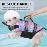 Dog Life Jacket Vest for Swimming Boating, Mermaid Large Swim Vests with Chin Float/Reflective Stripe/Rescue Handle