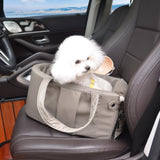Portable Small Dog Seat for Car, Luxury Leather Center Console Dog Car Seat Booster with Safety Tethers, Anti-Collapse Pet Travel Carseat for SUV, Truck