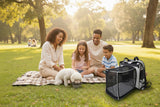 Zeus Urban Expandable Pet Backpack Carrier – Dog & Cat, Bonus 2 Collapsible Pet Bowls, Travel Bag with 4-Way Entry, Mesh Windows, Storage Pockets, Secure Zippers, Washable Cushion