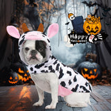 Cow Dog Costume Clothes, Dog Halloween Costumes for Small Medium Dogs, Funny Pet Costumes Milk Cows Outfit for French Bulldog Christmas Party Cosplay Puppy Cat Clothes Photo Dress up Accessories