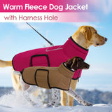 AOFITEE Dog Winter Coat, Waterproof Dog Jacket, Dog Coat with Harness Hole, Warm Fleece Dog Puffer Jacket, Reflective Windproof Dog Snowsuit for Small Medium Large Dogs, Dachshund, French Bulldog, L
