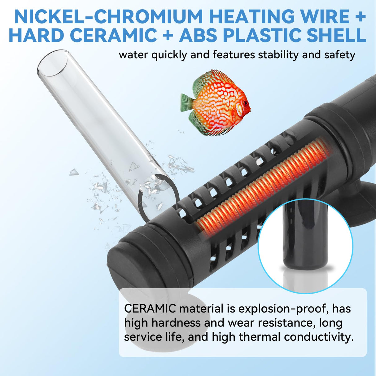 hygger Ceramic Submersible Aquarium Heater, New Explosion-Proof Fish Tank Water Heater with External Temp Controller Auto Thermostat Heater for Saltwater Freshwater (15W for 1~5 Gallon)