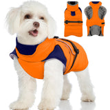 MIGOHI Warm Dog Jacket - Waterproof Small Dog Coat with Furry Collar, Windproof Dogs Fleece Vest, Reflective Cold Weather Coats for Small Dogs, Adjustable Buckle, Poodle,S,Orange
