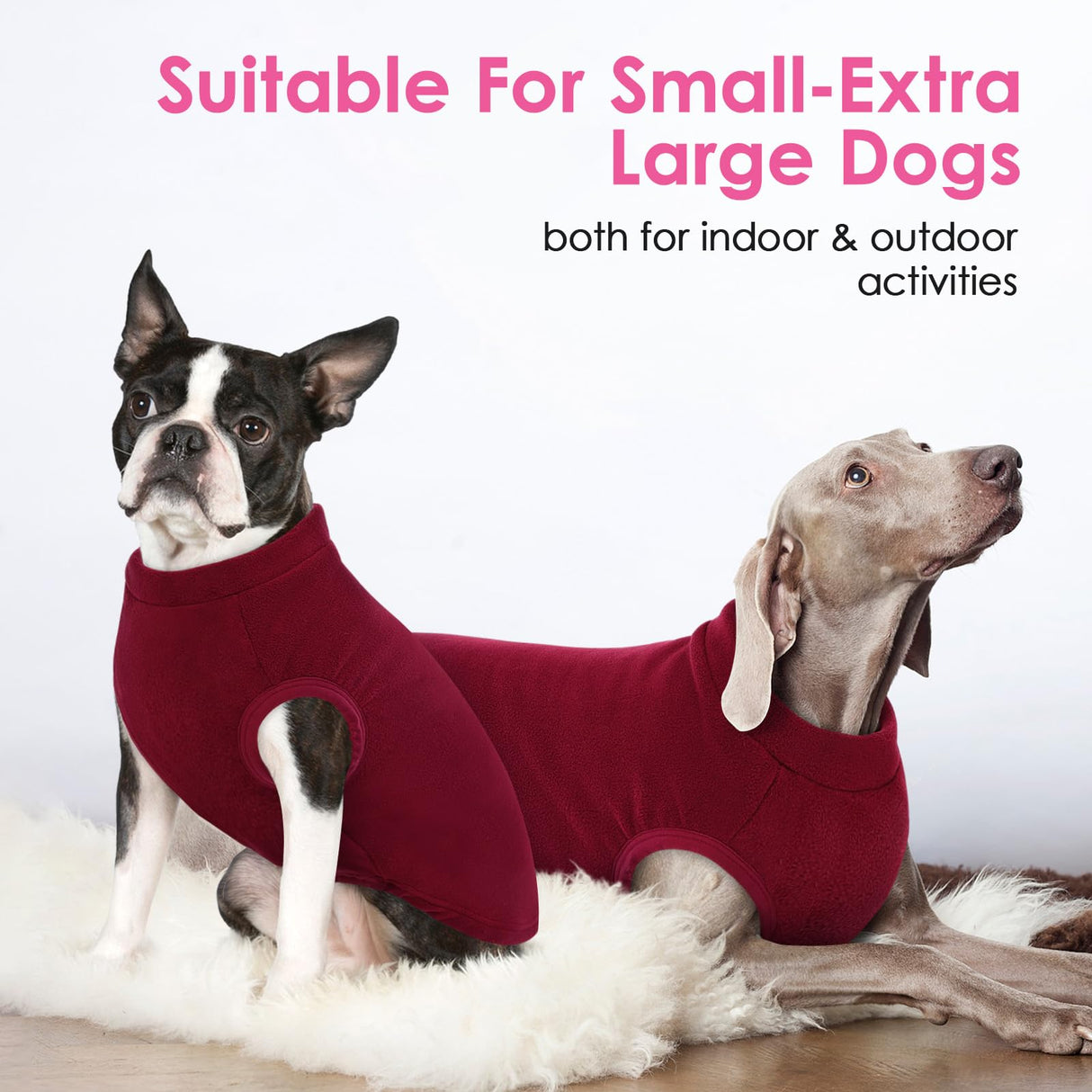 AOFITEE Fleece Dog Sweater, Warm Dog Fleece Vest, Thermal Oli Pullover for Small Dogs, Soft Sweatshirt for Fall Winter, Cozy Sleeveless Dogs Vest Boy Girl for Indoor Outdoor Red XS