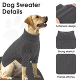 Preferhouse Large Dog Sweaters, Pet Sweaters for Large Dogs, Pets Sweatshirt Apparel Turtleneck Pullover Winter Pitbull, Samoyed (Darkgrey, L