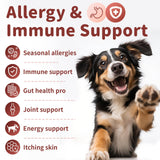 POPPAW Dog Allergy Chews, Probiotics for Dog Allergy Relief - Itchy Skin and Itchy Ears - Allergy Paw Relief - Seasonal Allergies & Immune Gut Health & Joint, Energy Support, Bacon Flavor - 90 Count