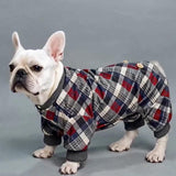 KYEESE Dog Pajamas Plaid Dog Pajamas for Small Dogs Boy Girl Comfy Coat Soft Doggie Jammies Stretchy Onesie Pet Clothes Velvet Pjs, Grey, Medium