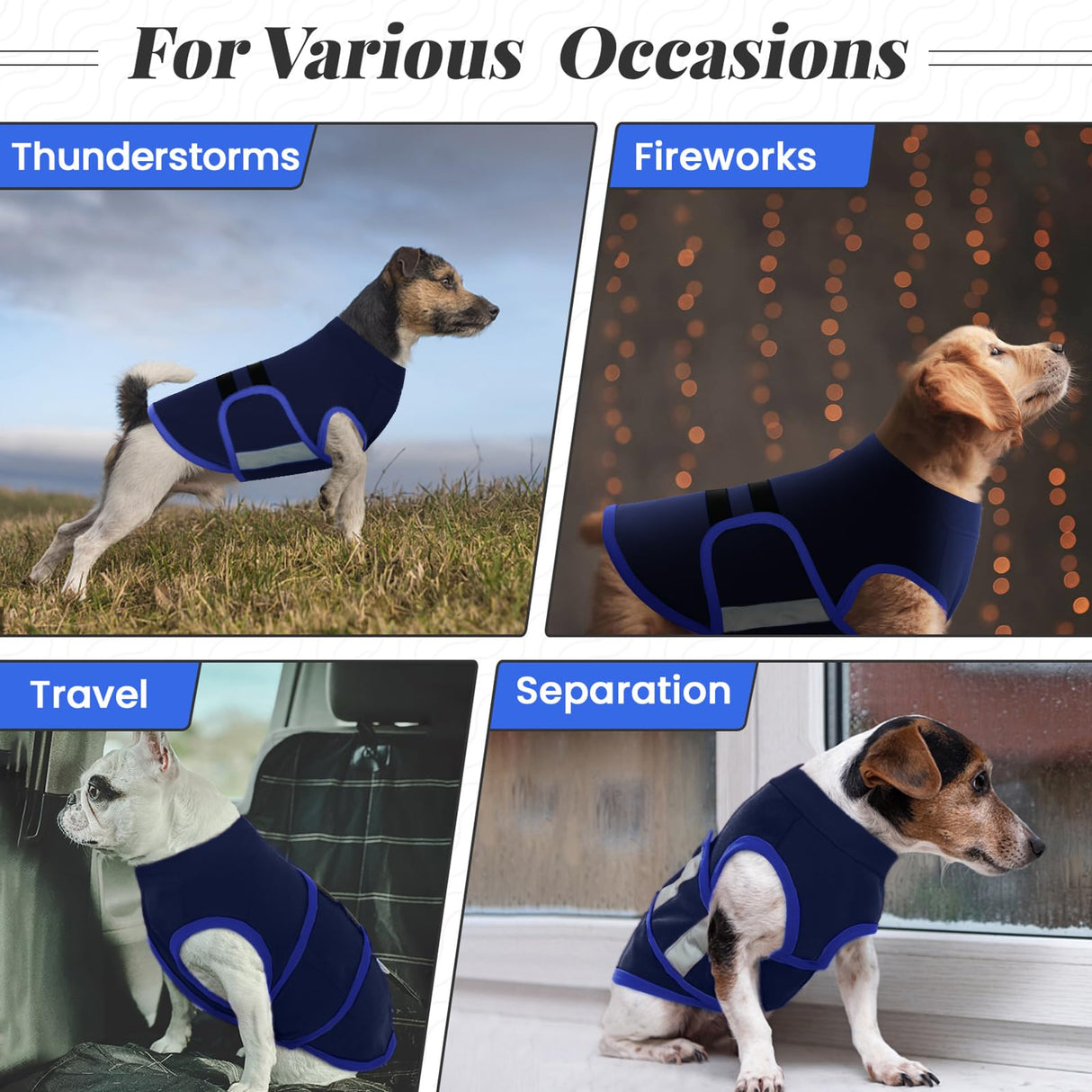 MIGOHI Dog Anxiety Relief Coat,Comfort Anxiety Vest for Dogs,Adjustable Anxiety Calming Wrap for Fireworks,Thunderstorms,Travel, Separation, Dog Anxiety Jacket for Small Dogs,XS,NavyBlue