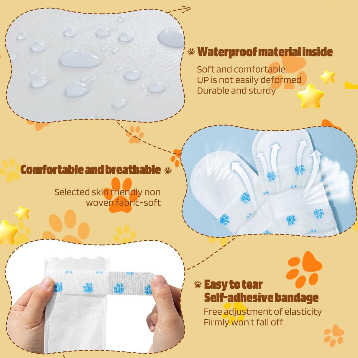 ziyue 40Pcs Disposable Dog Booties for Paw Protection Dog Feet Covers Pet Shoes for Dogs Paw Wound Recovery Protectors with 2 Roll Dogs Paw Bandage for Medium Large Breeds(Blue, 40 Pack)