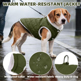 PUPTECK Dog Winter Coat, Warm Fleece Pet Jacket with Harness Built in, Water Resistant Windproof Collar Dog Puffer Vest, Doggy Snowsuits for Small Medium Dogs Cold Weather Apparel Outdoor, Green S