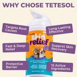 Tetesol Dog Itchy Skin Relief Cream Hot Spot Treatment, Dogs Balm Rapid Healing Dry Itchy Skin with Colloidal Oatmeal Manuka Honey- 100g Lotion with Applicator