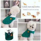 PayaSnug Green Dog Shirt with Bow Tie – Preppy Style Pet T-Shirt with Collar for Small Dogs, Fall Puppy Clothes for Boys and Girls, British School Look Pet Outfit(L)