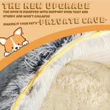 SUOXU Hooded with Supports Dog Bed,Deluxe Plush Dog Cave Bed for Medium Small Dogs Cats Under 22 lbs/10kg, Warming Cozy Soft Faux Fur Donut Pet Bed,Removable Washable Cover and Anti Slip Bottom