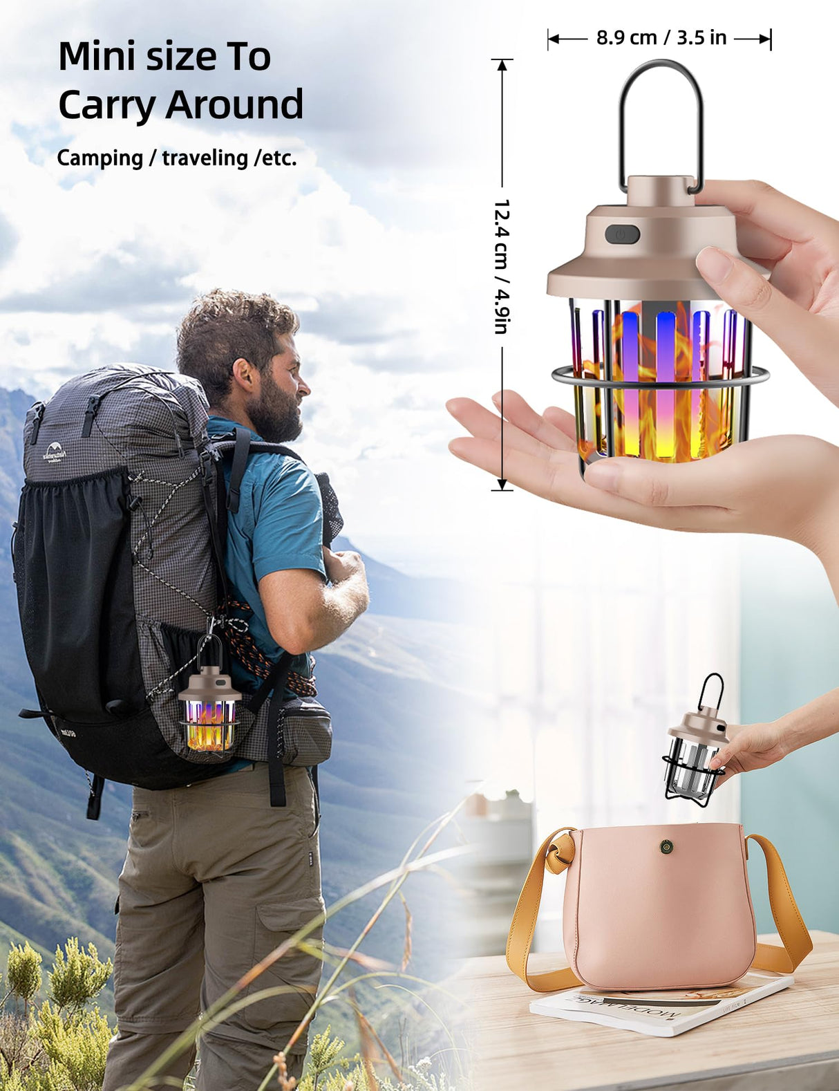 2PCS Bug Zapper Outdoor Camping Light Flashlight with Mosquito Zapper, Portable & Rechargeable Flying Insect Killer Lantern, IPX4 Waterproof Indoor and Outdoor Use for RVs, Camping, Home, Patio