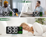 Neasroe Digital Alarm Clock, 6.7" Mirror Clocks Large Numbers LED Display for Bedrooms - Auto Dimmer, Time and Date, Room Temperature, Snooze, 12/24 Hour for Teens, Elderly, USB Powered(White)