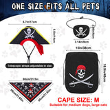 4 Pcs Dog Pirate Costume Set Dog Pirate Hat Pet Skull Triangle Bandana Puppy Cape and Eye Mask for Halloween Outfits Accessories