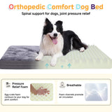 WAYIMPRESS XXL Dog Bed for Large Dogs, Waterproof XXL Dog Crate Pad with Orthopedic Egg Crate Foam Reversible & Washable Cover, Egg Crate Foam, Anti-Slip, 47" x 29", Gray
