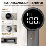 Fabric Shaver, Lint Remover Rechargeable, Electric Portable Sweater Defuzzer with 3 Speeds, 6 Leaf Blades, Digital LED Display to Remove Pilling for Clothes, Furniture, Sweater, Couch, Blanket