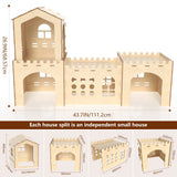 Woiworco Extra Large Rabbit Hideout, Wooden Rabbit Castle Bunny Spacious Breathable Hideouts for Indoor Bunnies, Hamsters and Guinea Pigs Hut to Hide