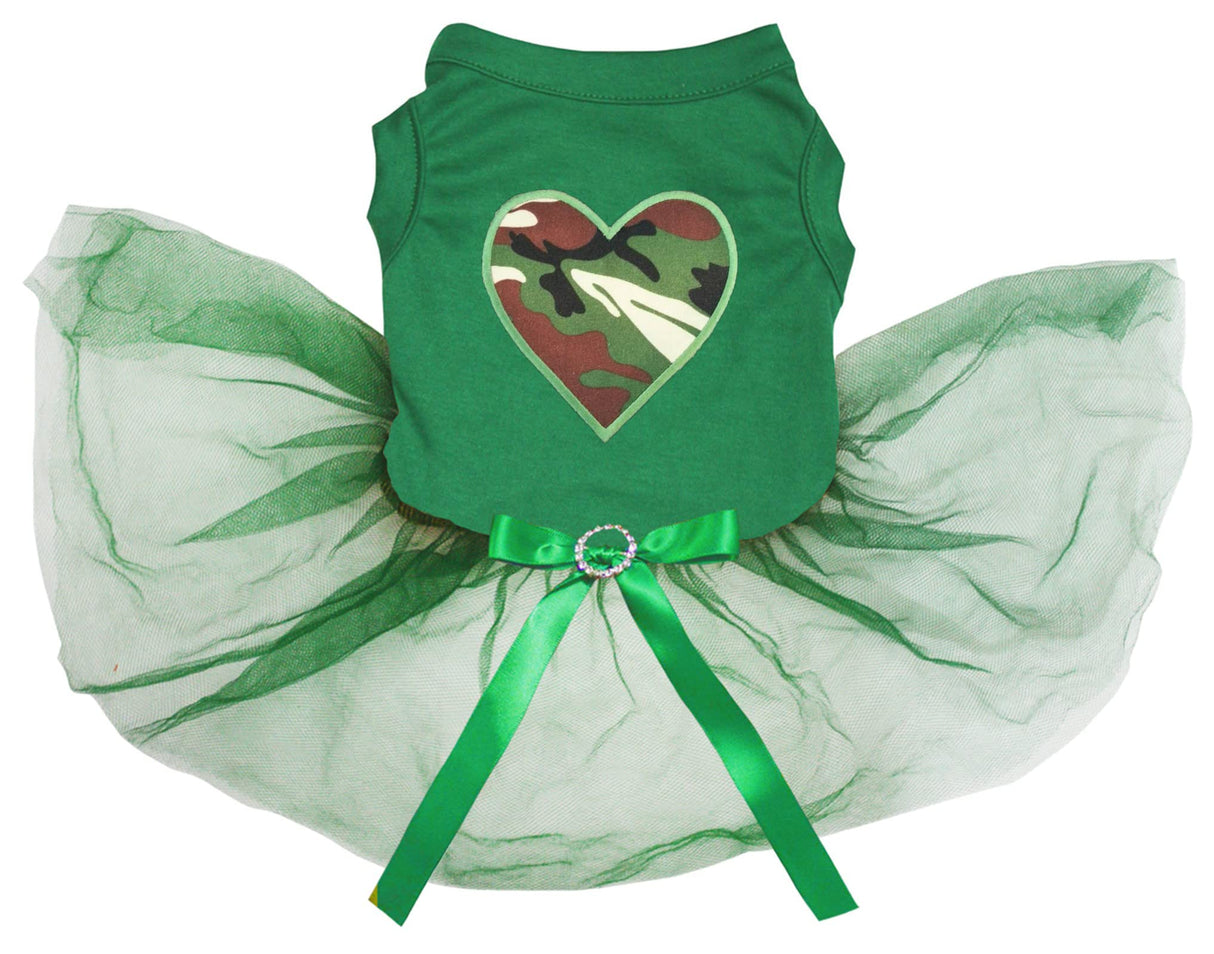 Petitebella Camouflage Heart Puppy Dog Dress (Green/Green, XXX-Large)