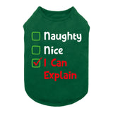 Fitwarm Naughty or Nice Christmas Dog Shirt, Dog Christmas Outfit for Small Dogs Boy Girl, Funny Doggy Tshirt, Pet Outfit, Green, Red, White, XXL