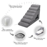LitaiL 7-Step Dog Stairs for High Beds 30-36" Tall Dog Ramp for Small and Older Pets, Non-Slip Pet Steps, Grey
