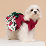 Fitwarm Christmas Poinsettia Flower Dog Turtleneck Dress, Holiday Clothes for Small Dogs Girl, Pet Festive Outfit, Red, White, Small