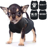 4-Pack Dog Clothes for Small Dogs Boy Male Summer Black Letter Security Puppy Shirts Cute Cool Breathable Clothes for Chihuahua Yorkie Shih Tzu Dachshund Pet Cat Outfit Clothing, Medium