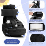 Lukovee Dog Shoes for Hot Pavement - Breathable Non Slip Dog Sandals with Reflective Stripes, Easy ON & Off, Easy-Clean Summer Outdoor Pet Boots for Small Medium Large Dogs (Black, Size 10)