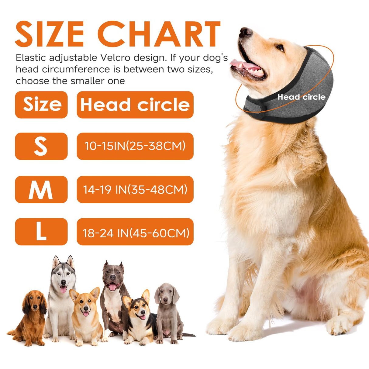 Dog Ear Muffs for Noise Protection & Bath, NoShake Ear Wrap for Hematoma, Drying & NoiseAnxiety Relief - Elastic Waterproof Dog EarProtector with Calming Cover Design for Grooming (Grey, Medium)