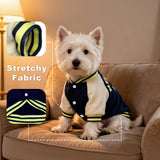 FloofeLove Dog Sweaters for Small Dogs, Fleece Varsity Jacket Winter Clothes Cute Stylish Boy & Girl Dog Sweatshirts, Blue Sport Coats Baseball Uniform Jackets for Puppies, S(5-8lbs)