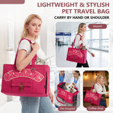 Dog Purse Carrier for Small Dogs, Cats and Puppies – Soft-Sided Foldable Pet Travel Bag with Multi Pockets, 3-Sided Mesh & Rollable Cover for Nervous Cats, Fits Pets up to 15 lbs (Berry Red)