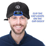 Mudder 2 Pieces LED Clip on Cap Lights USB Rechargeable Cap Flashlight Clip Waterproof Ultra Bright Hat Flashlight Headlamp for Christmas Fishing Camping Hand Work(Blue, Red)